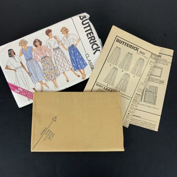 Butterick 3826 Misses 80s Full A-Line Skirt Sewing Pattern L-XL Midi - Picture 3 of 3